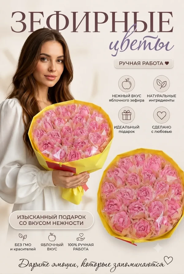 №1 Букет Зефирный Размер XL розовый,350г в Избербаше