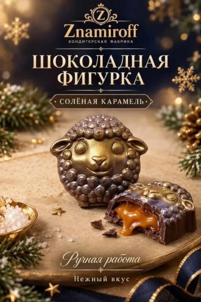  Шоколад фигурный "Овечка-мордашка" молочный шоколад с начинкой солёная карамель(блок 5шт по 70г) в Избербаше