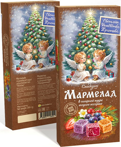 №1 Сладарт(11620) Мармелад Новогодний "Ангелы" Ассорти ягодное в сахарной пудре, 200г    в Избербаше